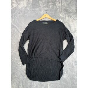 Love Marks Sweater Womens Small Black Textured Waffle Knit High Low Hem Pullover